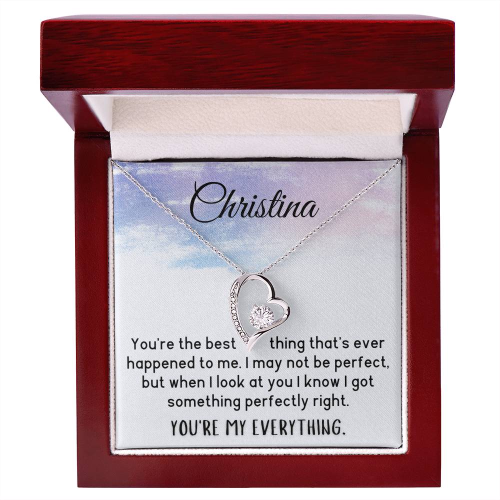 Personalized Heart Necklace - You're My Everything - Brush Stroke - Simple