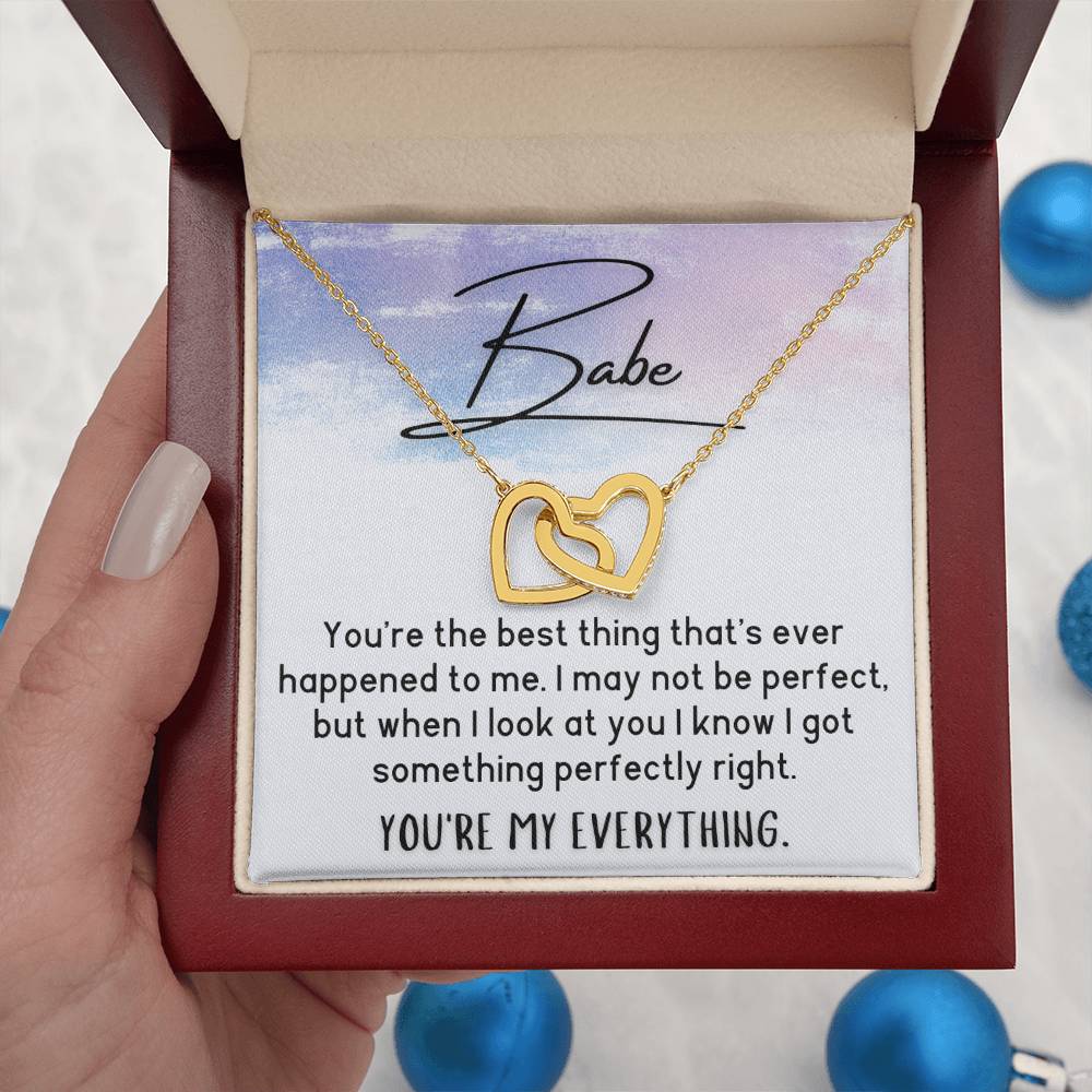 Babe Necklace - You're My Everything - Interlocking Hearts