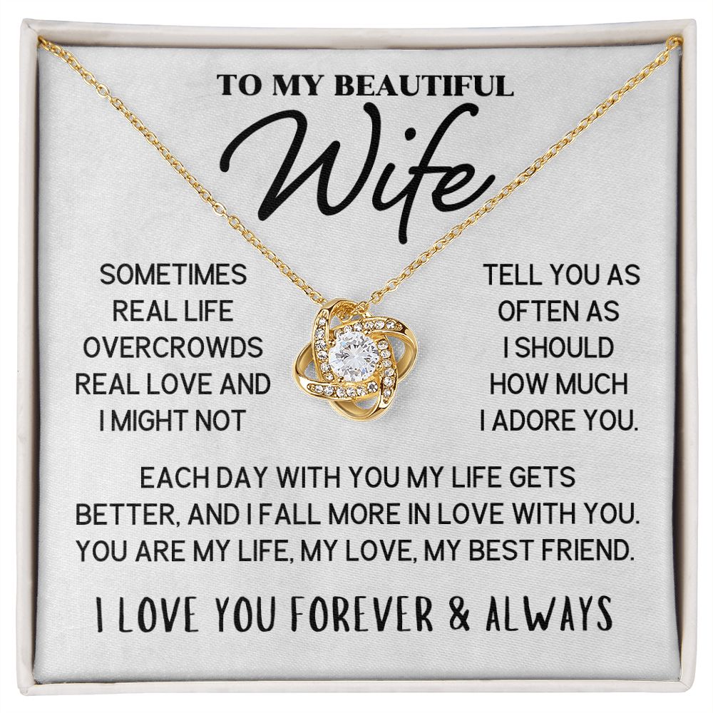 To My Beautiful Wife Necklace - I Adore You