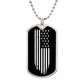 Patriotic Dog Tag Necklace Distressed Black American Flag