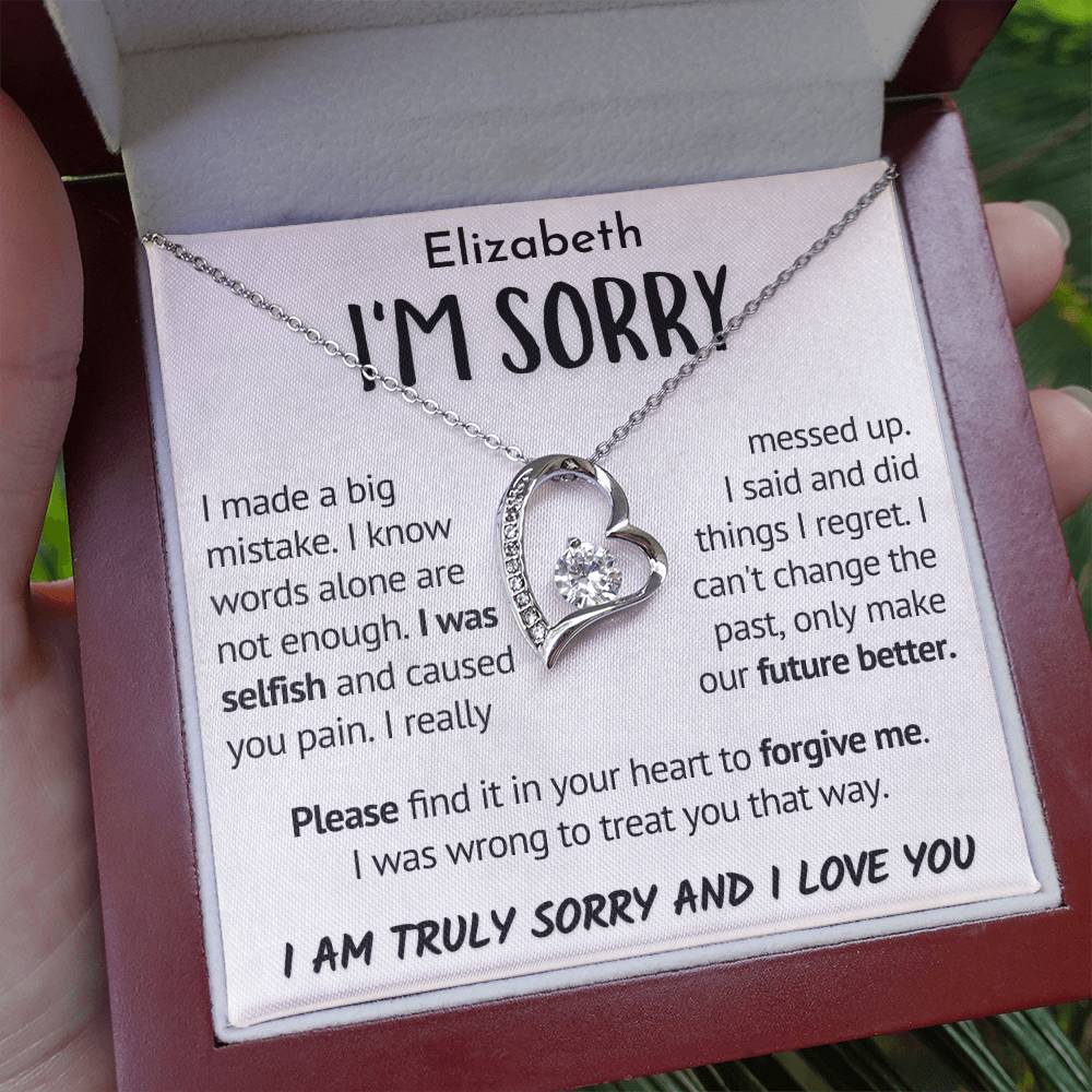 I'm Sorry Heart Necklace - I Really Messed Up - Add Custom Name