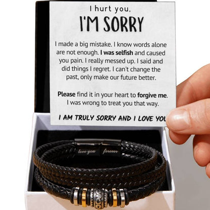 I'm Sorry I Really Messed Up - Vegan Leather Mens Bracelet