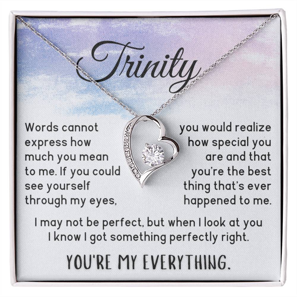 Personalized Name Heart Necklace - You're My Everything - Trinity