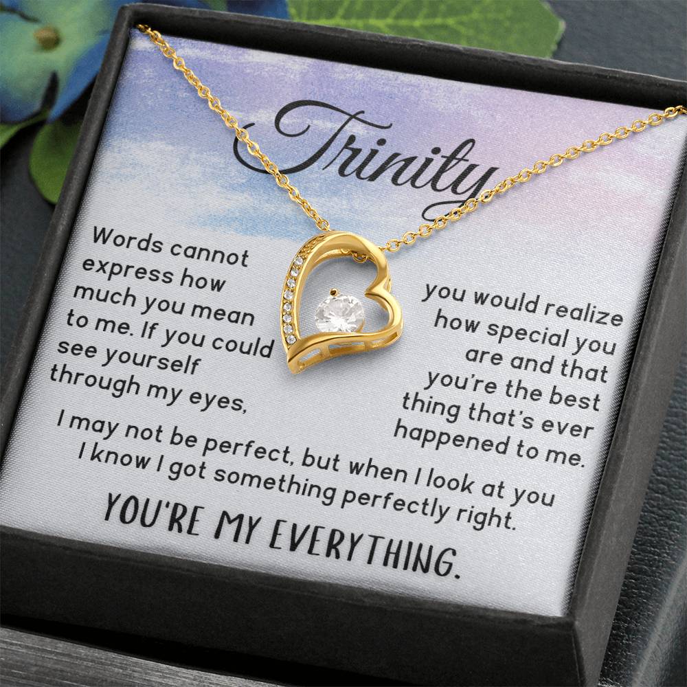 Personalized Name Heart Necklace - You're My Everything - Trinity