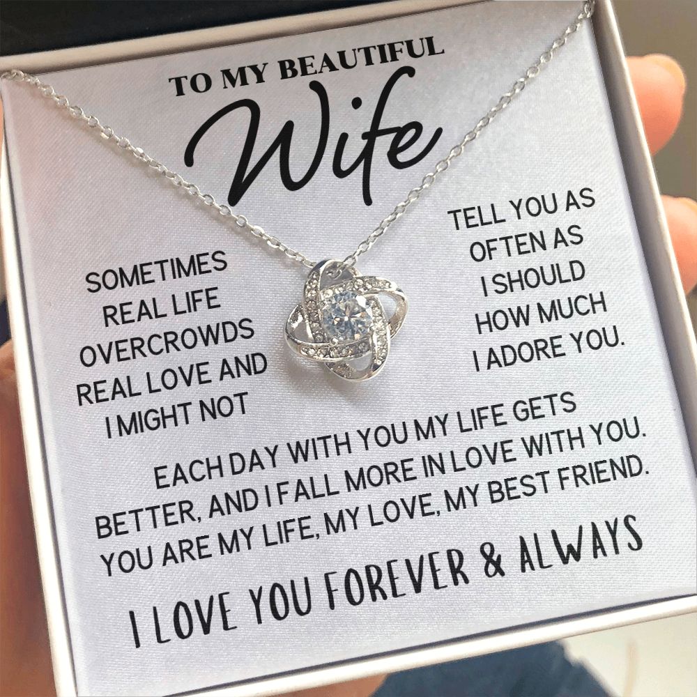 To My Beautiful Wife Necklace - I Adore You