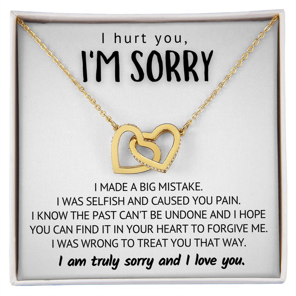 I made a big mistake - I Hurt You I'm Sorry Interlocking Hearts Necklace