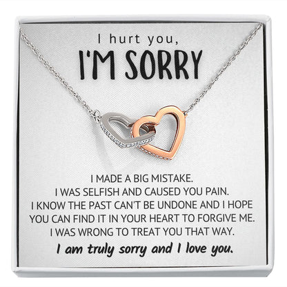 I made a big mistake - I Hurt You I'm Sorry Interlocking Hearts Necklace