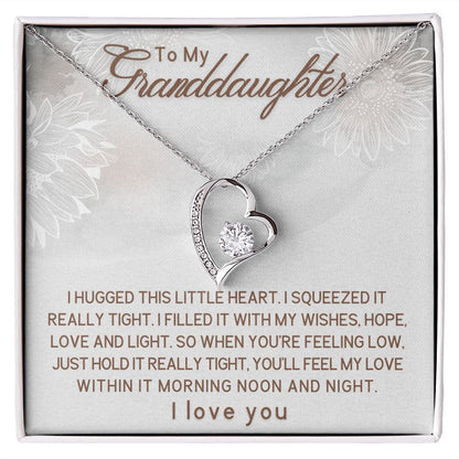 To My Granddaughter Necklace - I Hugged This Heart