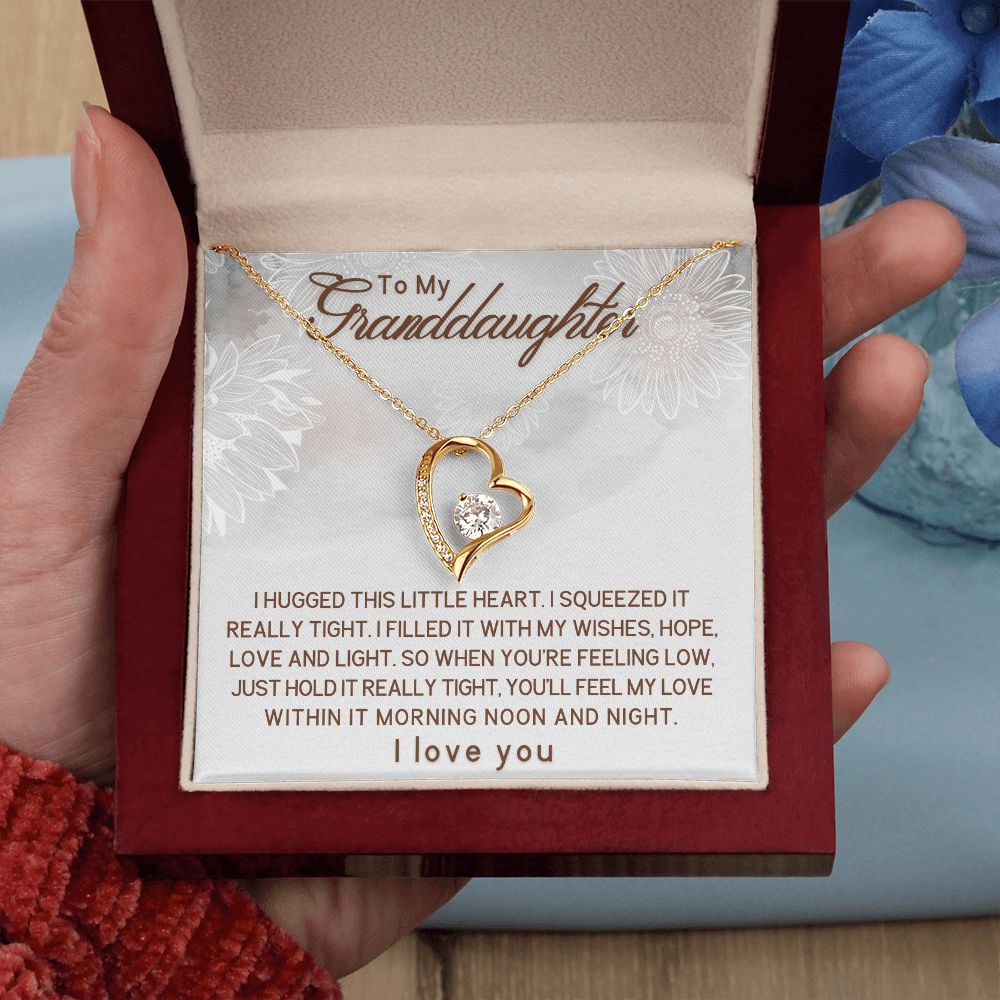 To My Granddaughter Necklace - I Hugged This Heart